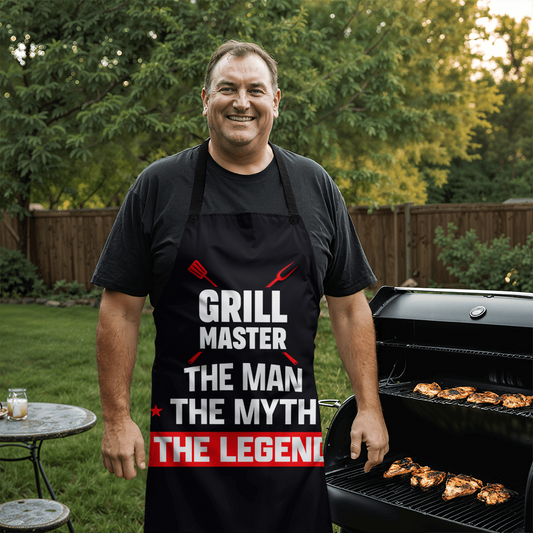 Grill Master Apron – The Man, The Myth, The Legend BBQ Apron for Dad