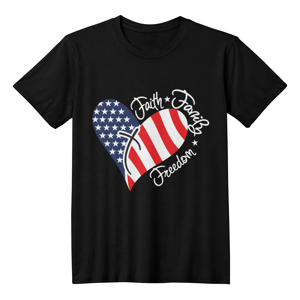 faith family freedom t shirt american flag heart design
