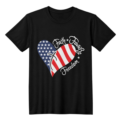 faith family freedom t shirt american flag heart design