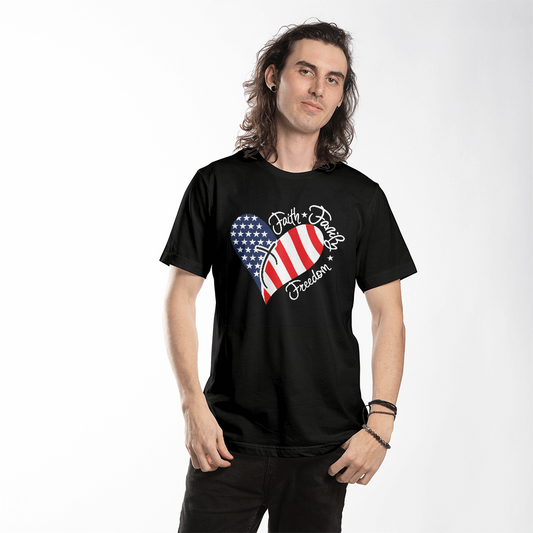 patriotic heart usa flag graphic t shirt black