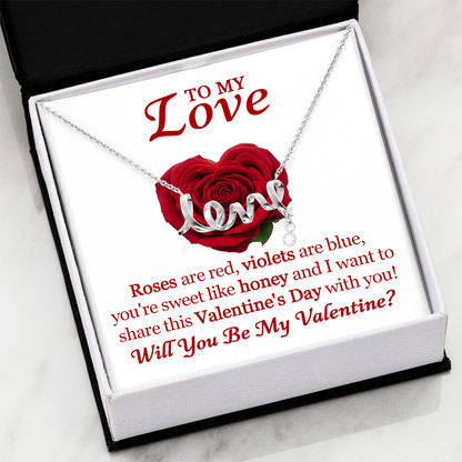 Scripted Love Necklace for Her – Romantic Valentine's Day Gift with Luxury Box, Meaningful Love Jewelry
