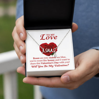 Scripted Love Necklace for Her – Romantic Valentine's Day Gift with Luxury Box, Meaningful Love Jewelry