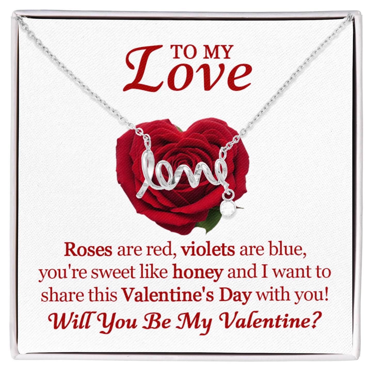 Scripted Love Necklace for Her – Romantic Valentine's Day Gift with Luxury Box, Meaningful Love Jewelry