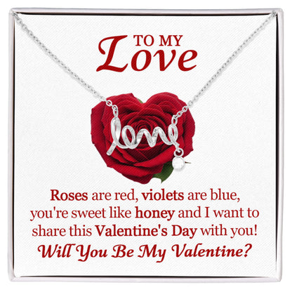 Scripted Love Necklace for Her – Romantic Valentine's Day Gift with Luxury Box, Meaningful Love Jewelry