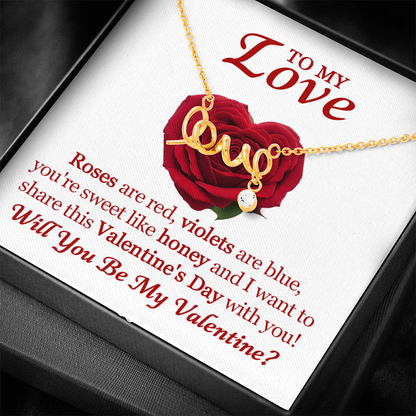 Scripted Love Necklace for Her – Romantic Valentine's Day Gift with Luxury Box, Meaningful Love Jewelry