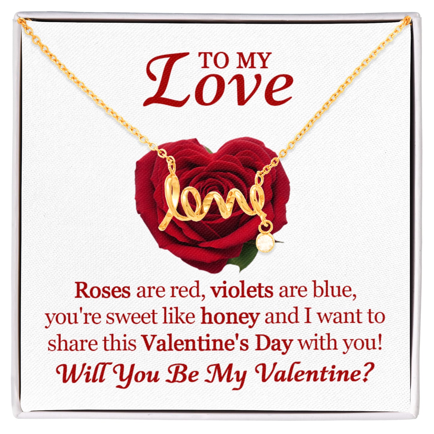 Scripted Love Necklace for Her – Romantic Valentine's Day Gift with Luxury Box, Meaningful Love Jewelry