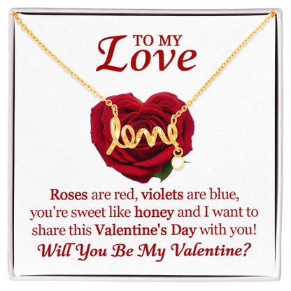 Scripted Love Necklace for Her – Romantic Valentine's Day Gift with Luxury Box, Meaningful Love Jewelry