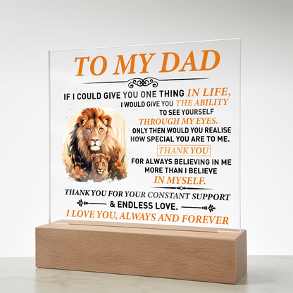 To My Dad – Lion & Cub Personalized Father's Day Acrylic Plaque