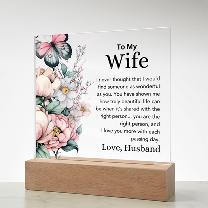 To My Wife – Color-Changing Acrylic Plaque from Husband"