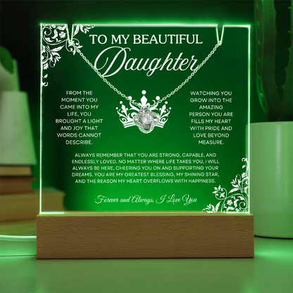 To My Beautiful Daughter – Acrylic Keepsake & Necklace Gift