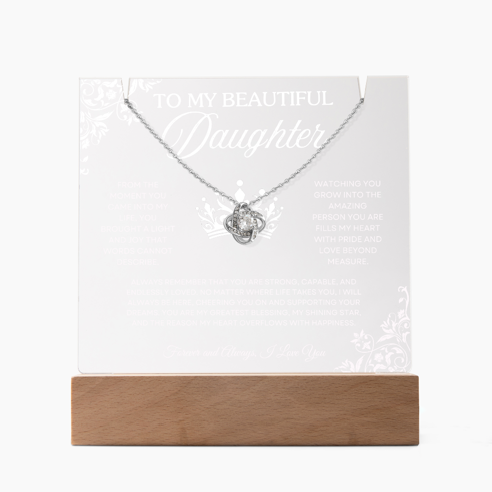 To My Beautiful Daughter – Acrylic Keepsake & Necklace Gift