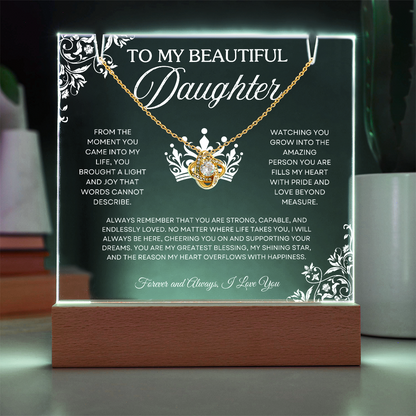 To My Beautiful Daughter – Acrylic Keepsake & Necklace Gift
