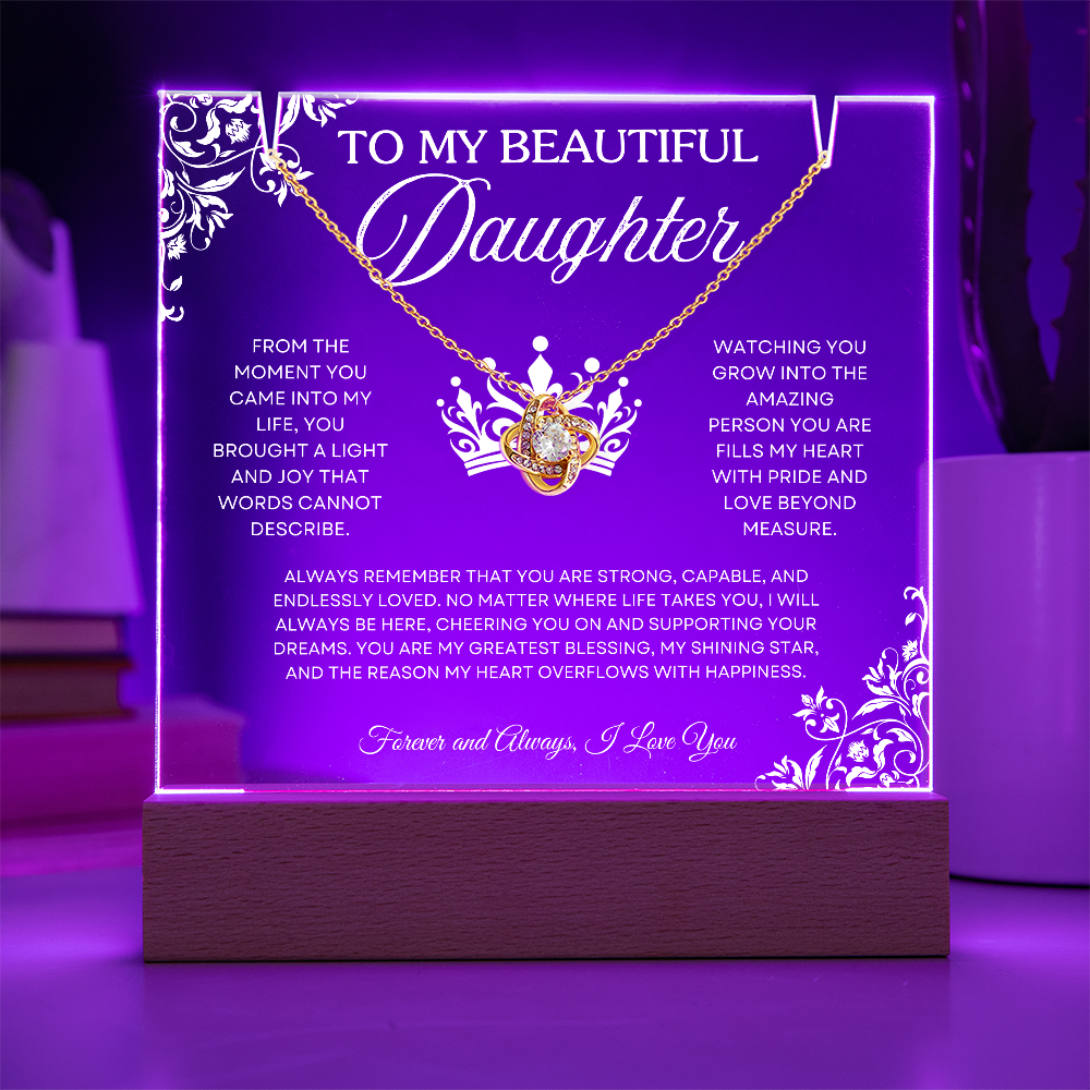 To My Beautiful Daughter – Acrylic Keepsake & Necklace Gift