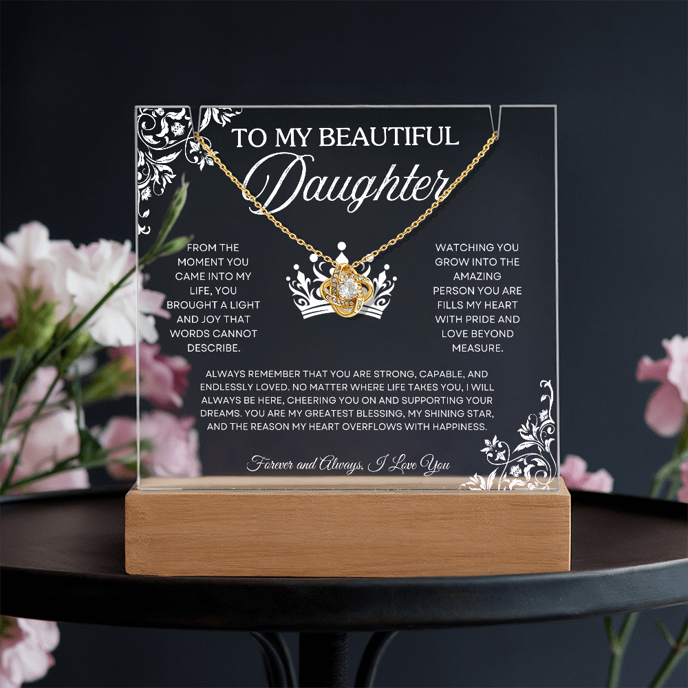 To My Beautiful Daughter – Acrylic Keepsake & Necklace Gift