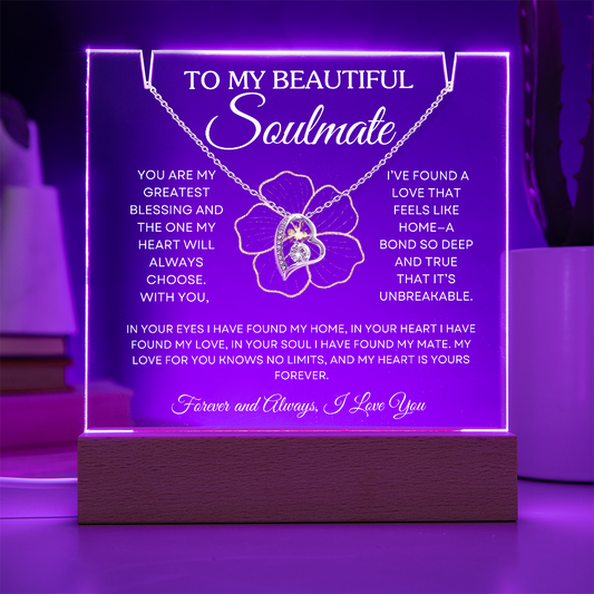 To My Soulmate – Forever Love Necklace & Acrylic Keepsake