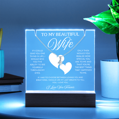 To My Wife – Acrylic Keepsake & Alluring Beauty Necklace Gift