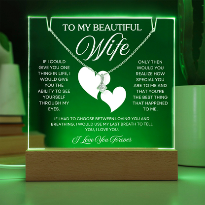 To My Wife – Acrylic Keepsake & Alluring Beauty Necklace Gift