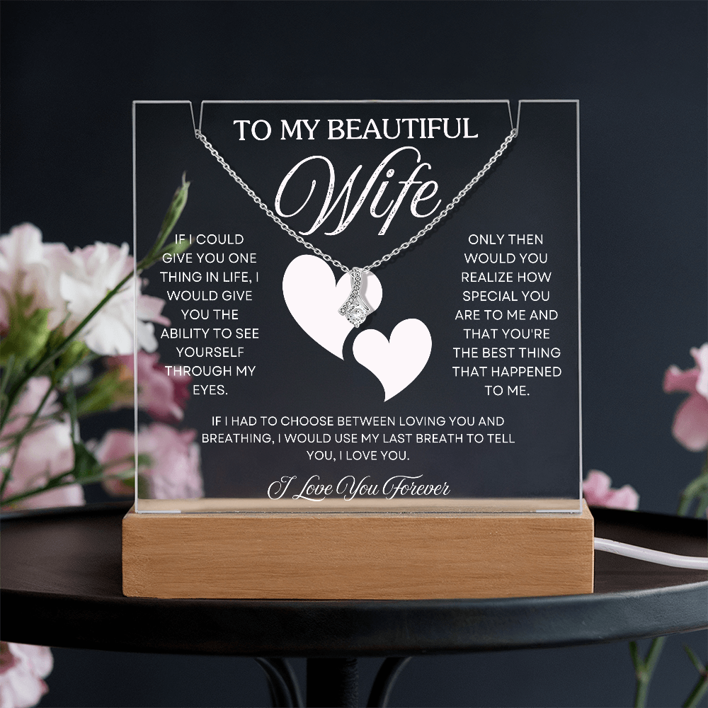 To My Wife – Acrylic Keepsake & Alluring Beauty Necklace Gift
