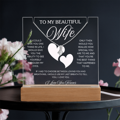 To My Wife – Acrylic Keepsake & Alluring Beauty Necklace Gift