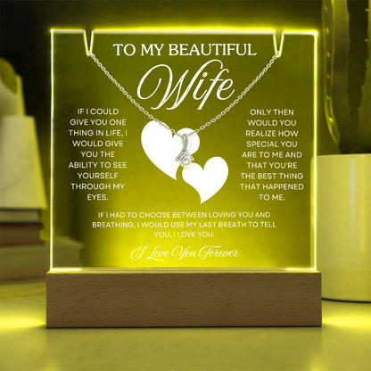To My Wife – Acrylic Keepsake & Alluring Beauty Necklace Gift