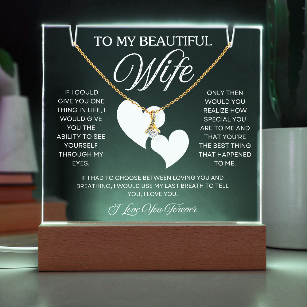 To My Wife – Acrylic Keepsake & Alluring Beauty Necklace Gift