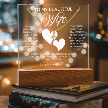 To My Wife – Acrylic Keepsake & Alluring Beauty Necklace Gift