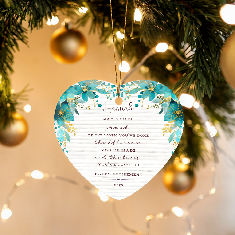 Personalized Retirement Ornament – Custom Heart Keepsake with Name & Year – Retirement Gift for Teacher, Nurse, or Coworker