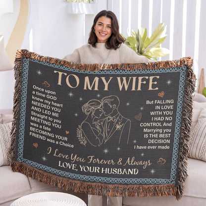 To My Wife Blanket – Romantic Love Message Throw | Husband to Wife Gift | Heirloom Woven Blanket | Anniversary, Wedding, Valentine's Day Gift for Her