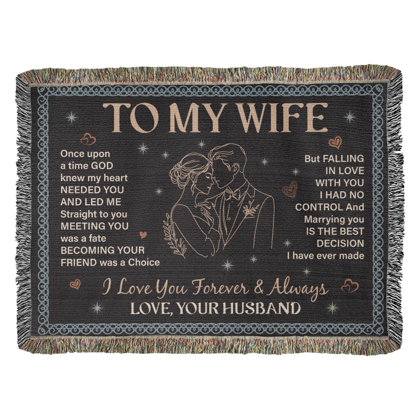 To My Wife Blanket – Romantic Love Message Throw | Husband to Wife Gift | Heirloom Woven Blanket | Anniversary, Wedding, Valentine's Day Gift for Her