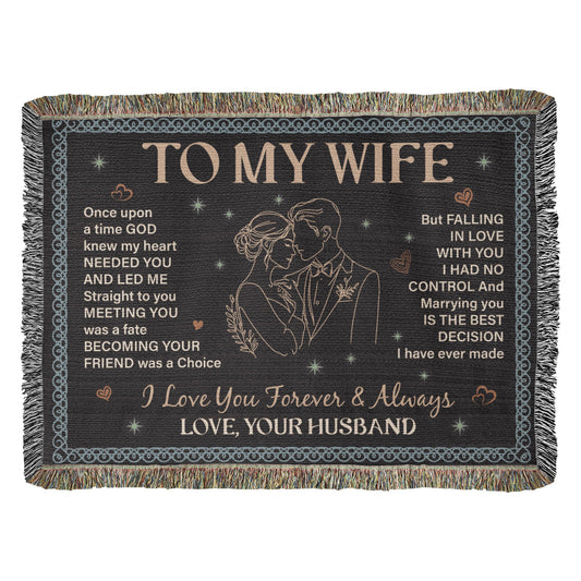 To My Wife Blanket – Romantic Love Message Throw | Husband to Wife Gift | Heirloom Woven Blanket | Anniversary, Wedding, Valentine's Day Gift for Her