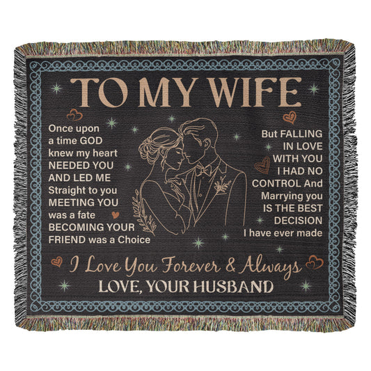 To My Wife Blanket – Romantic Love Message Throw | Husband to Wife Gift | Heirloom Woven Blanket | Anniversary, Wedding, Valentine's Day Gift for Her