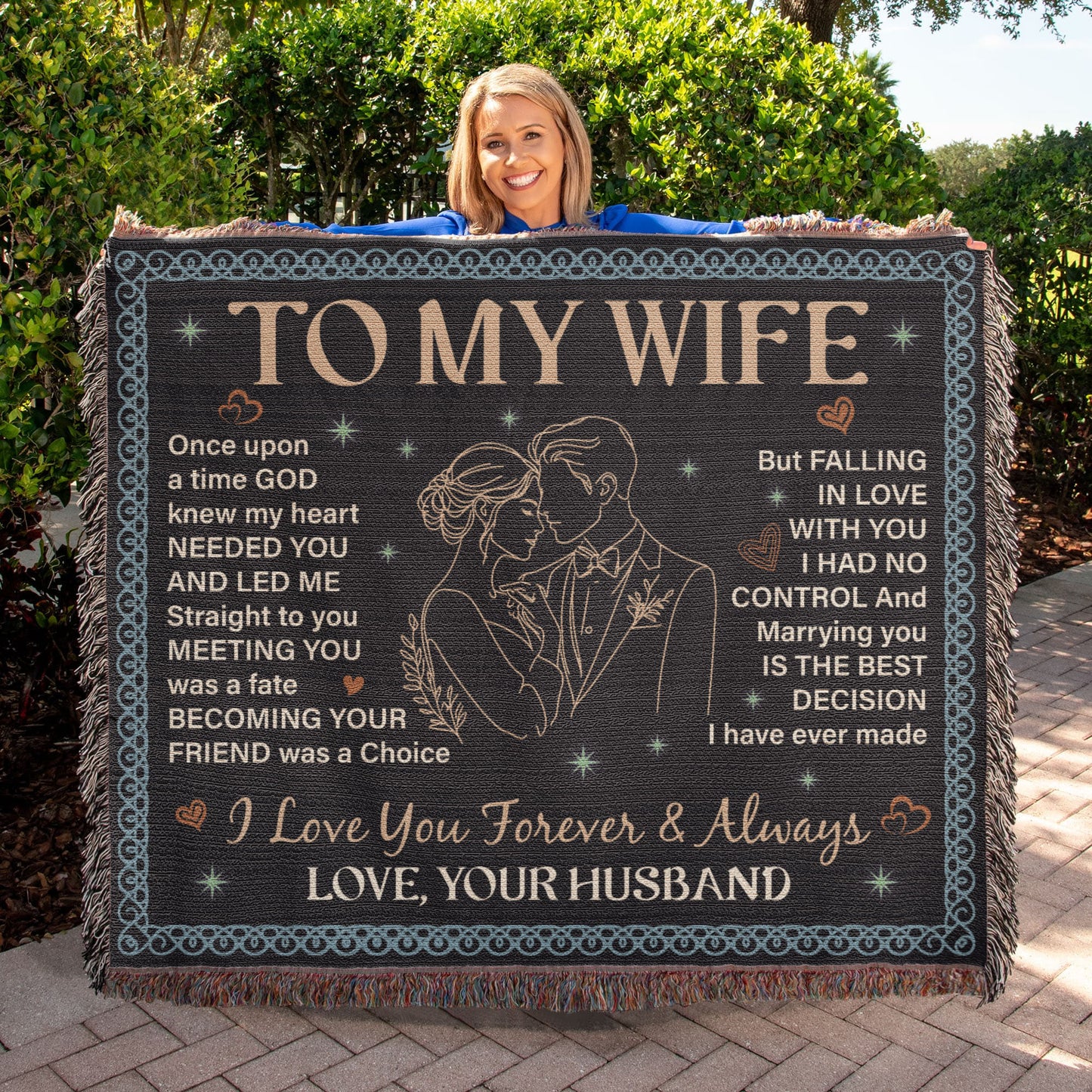 To My Wife Blanket – Romantic Love Message Throw | Husband to Wife Gift | Heirloom Woven Blanket | Anniversary, Wedding, Valentine's Day Gift for Her