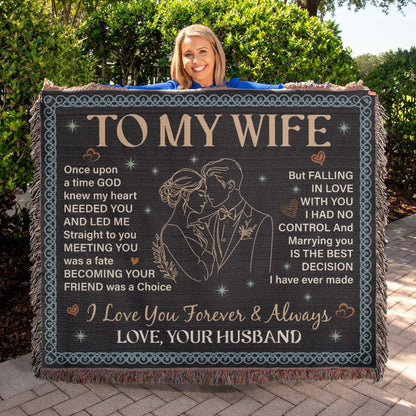 To My Wife Blanket – Romantic Love Message Throw | Husband to Wife Gift | Heirloom Woven Blanket | Anniversary, Wedding, Valentine's Day Gift for Her