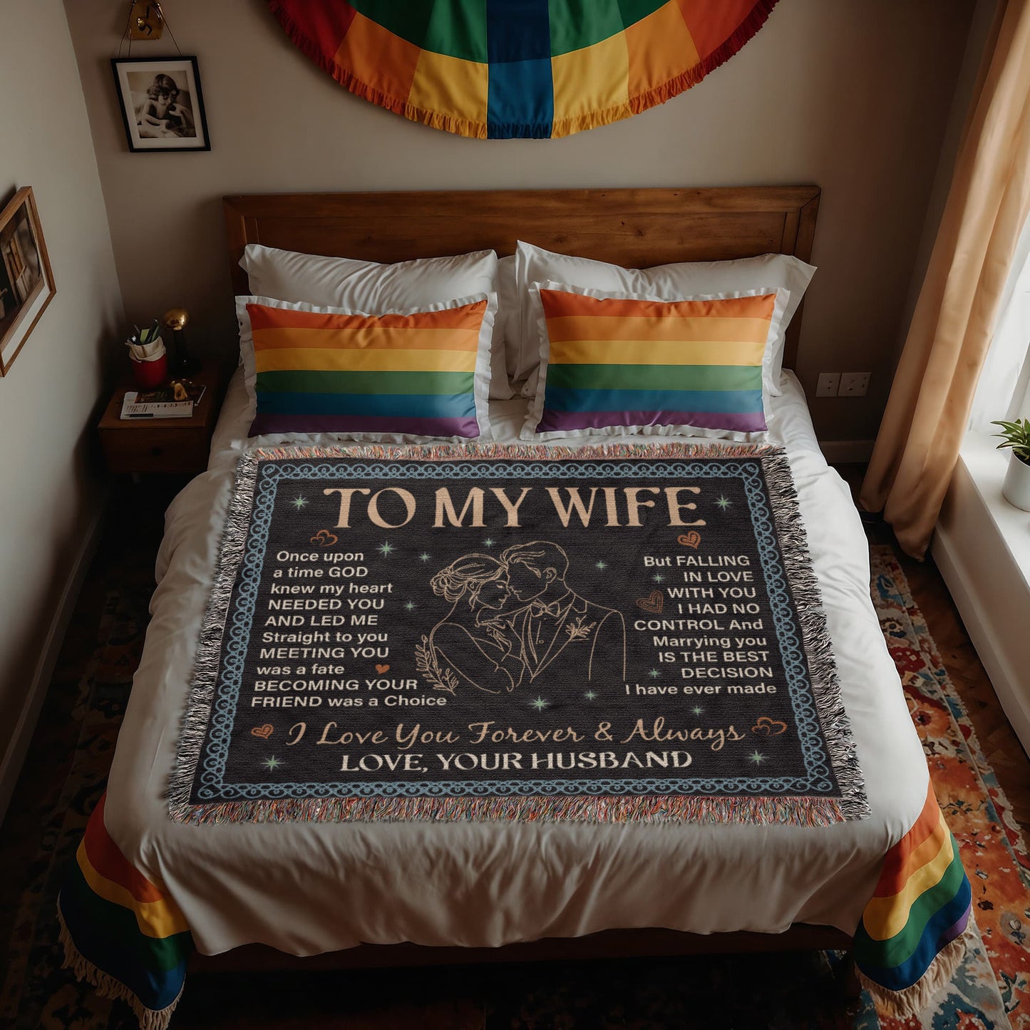 To My Wife Blanket – Romantic Love Message Throw | Husband to Wife Gift | Heirloom Woven Blanket | Anniversary, Wedding, Valentine's Day Gift for Her