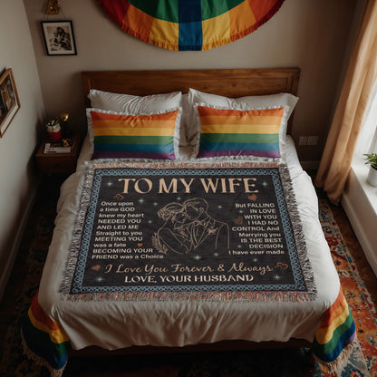 To My Wife Blanket – Romantic Love Message Throw | Husband to Wife Gift | Heirloom Woven Blanket | Anniversary, Wedding, Valentine's Day Gift for Her