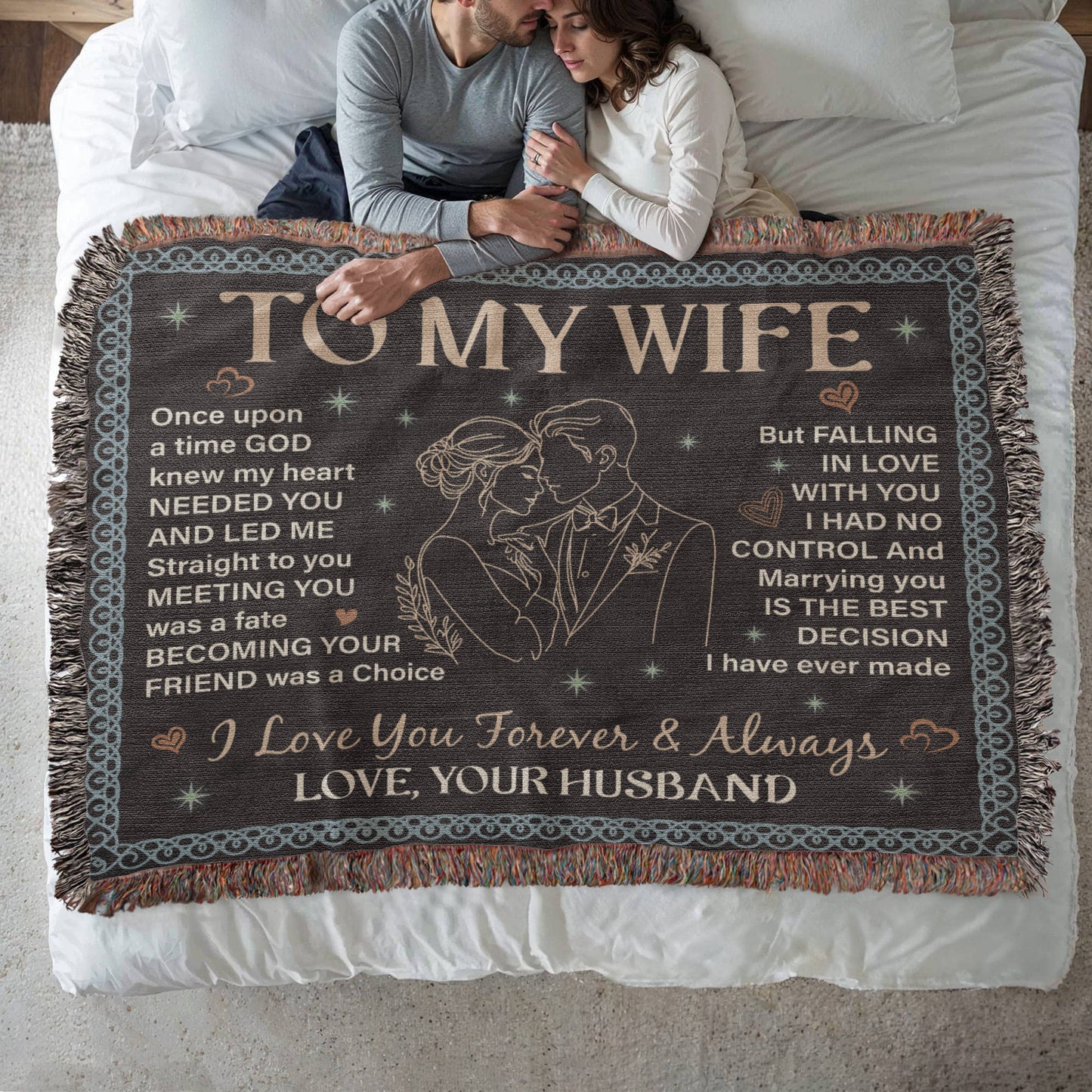 To My Wife Blanket – Romantic Love Message Throw | Husband to Wife Gift | Heirloom Woven Blanket | Anniversary, Wedding, Valentine's Day Gift for Her