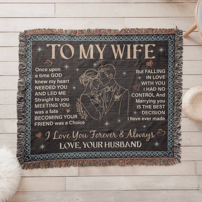 To My Wife Blanket – Romantic Love Message Throw | Husband to Wife Gift | Heirloom Woven Blanket | Anniversary, Wedding, Valentine's Day Gift for Her