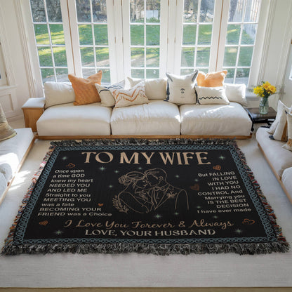 To My Wife Blanket – Romantic Love Message Throw | Husband to Wife Gift | Heirloom Woven Blanket | Anniversary, Wedding, Valentine's Day Gift for Her