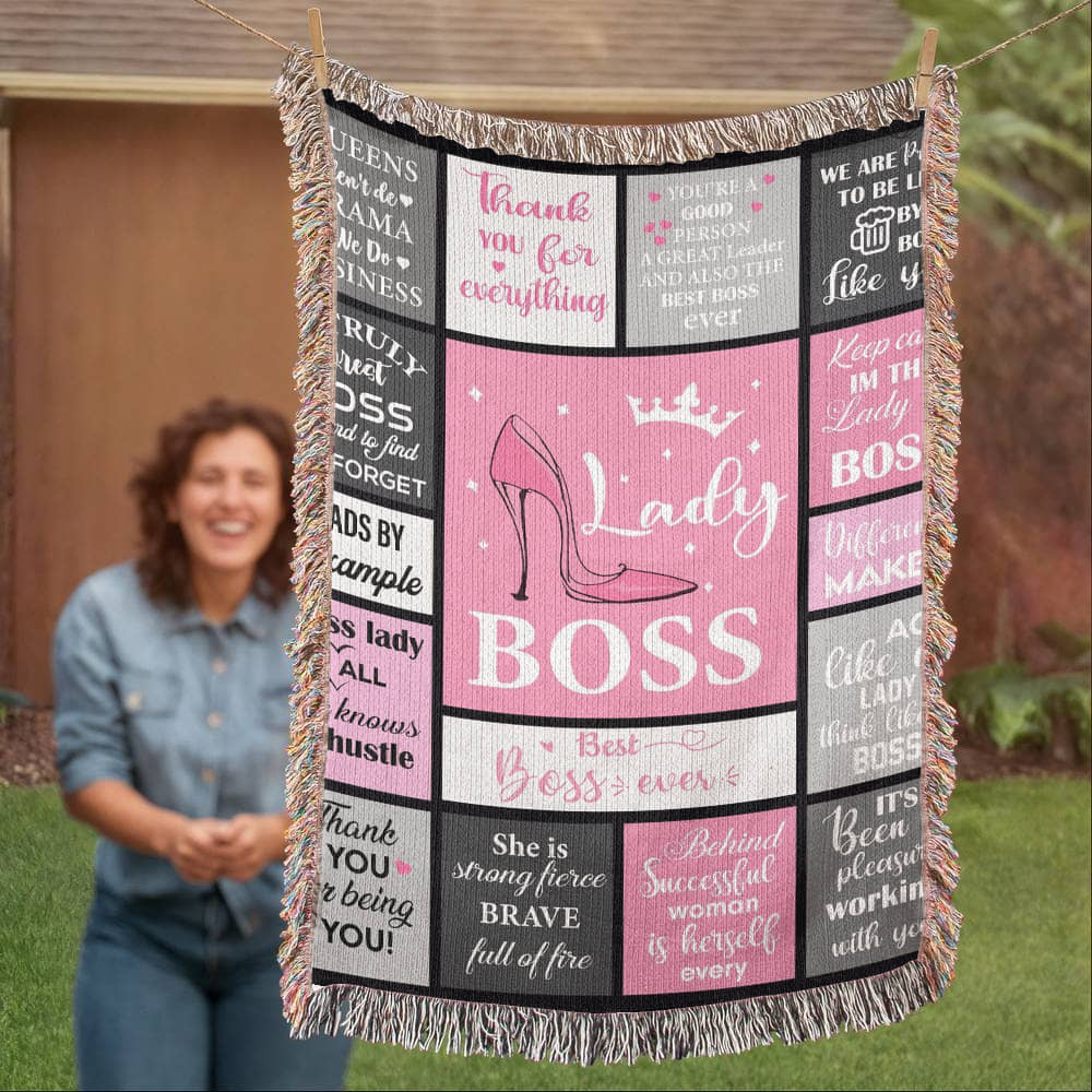 Lady Boss Woven Blanket – Empowering Gift for Women Leaders