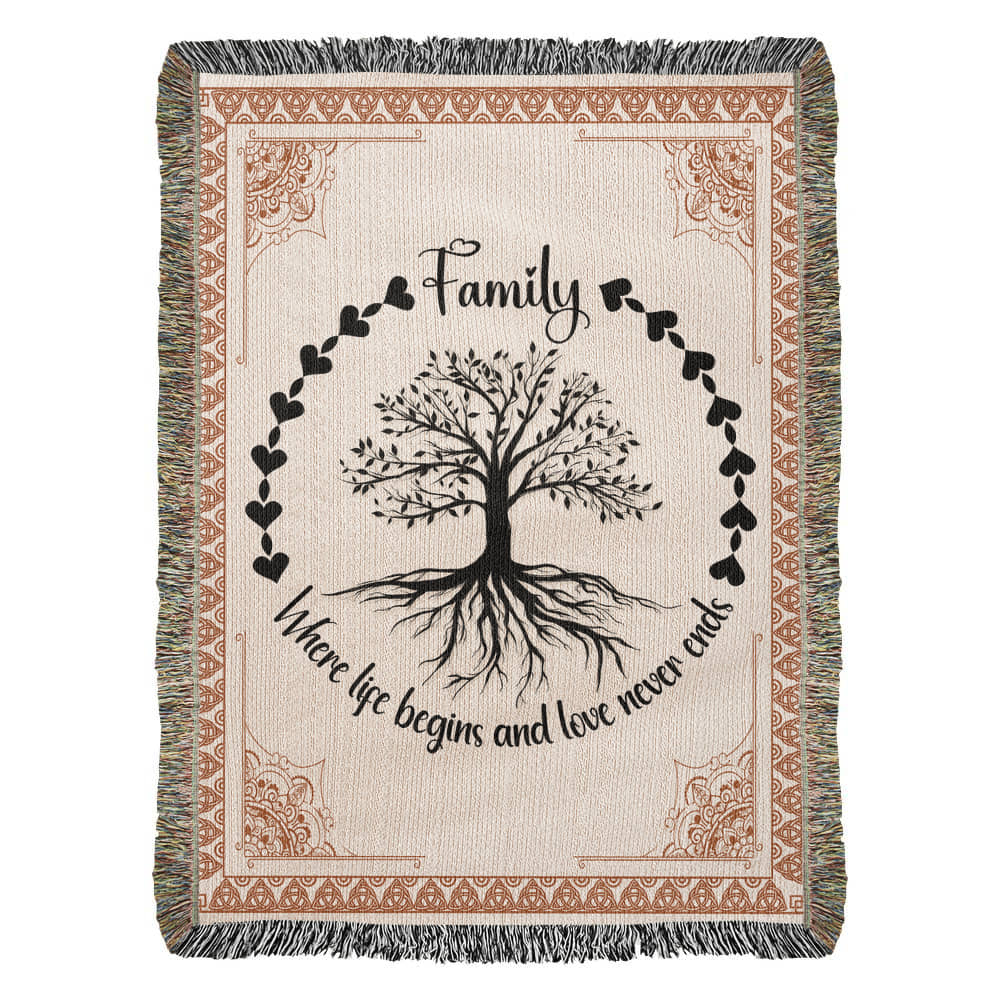 Family Roots, Celtic Tree Woven Blanket Gift for All