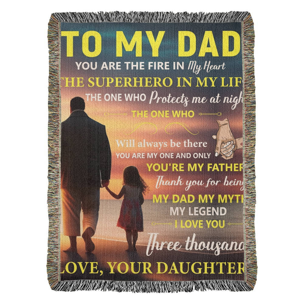 To My Dad Woven Blanket – Father Daughter Gift, Superhero Tribute