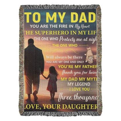 To My Dad Woven Blanket – Father Daughter Gift, Superhero Tribute