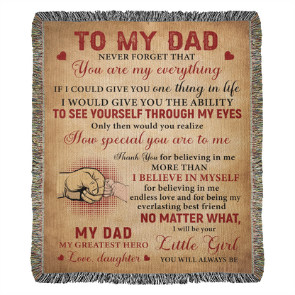 “To My Dad” Woven Blanket – Heartfelt Gift from Daughter