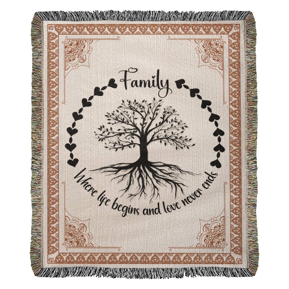 Family Roots, Celtic Tree Woven Blanket Gift for All
