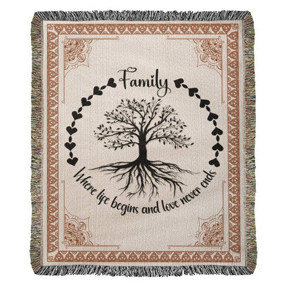 Family Roots, Celtic Tree Woven Blanket Gift for All