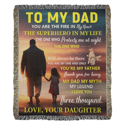 To My Dad Woven Blanket – Father Daughter Gift, Superhero Tribute