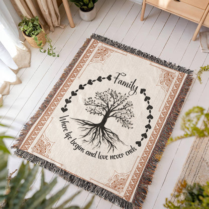 Family Roots, Celtic Tree Woven Blanket Gift for All