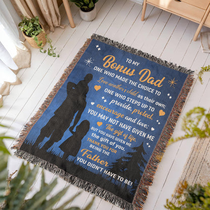To My Bonus Dad” Woven Blanket – Stepdad Father's Day Gift from Child