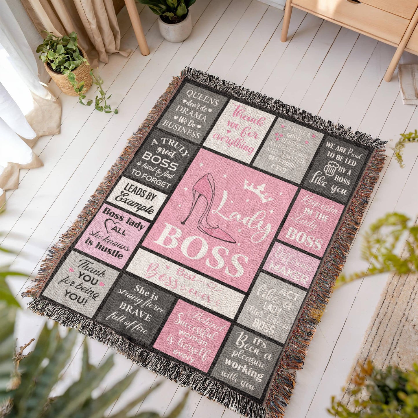 Lady Boss Woven Blanket – Empowering Gift for Women Leaders