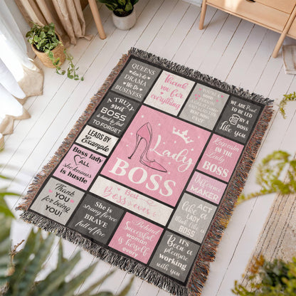 Lady Boss Woven Blanket – Empowering Gift for Women Leaders